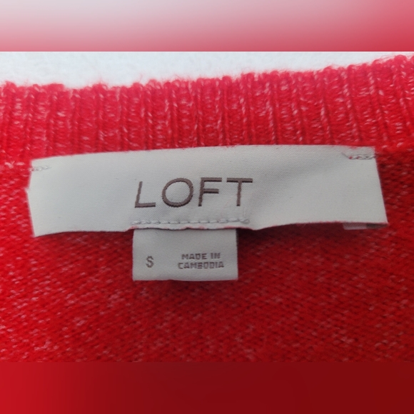 Loft Women's Heart Sweater Cotton/Wool Blend Red Soft Small - Picture 4 of 16